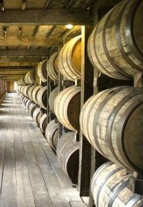 Tours of distilleries with bourbon barrels 